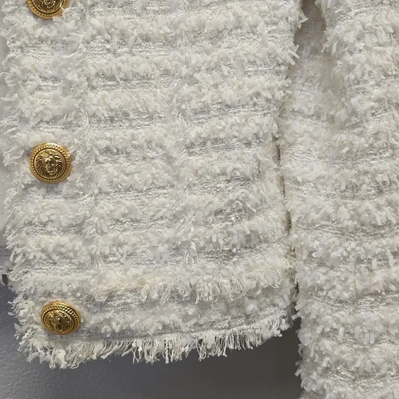 Balmain White Tweed Jacket 38/M - Picture 3 of 8